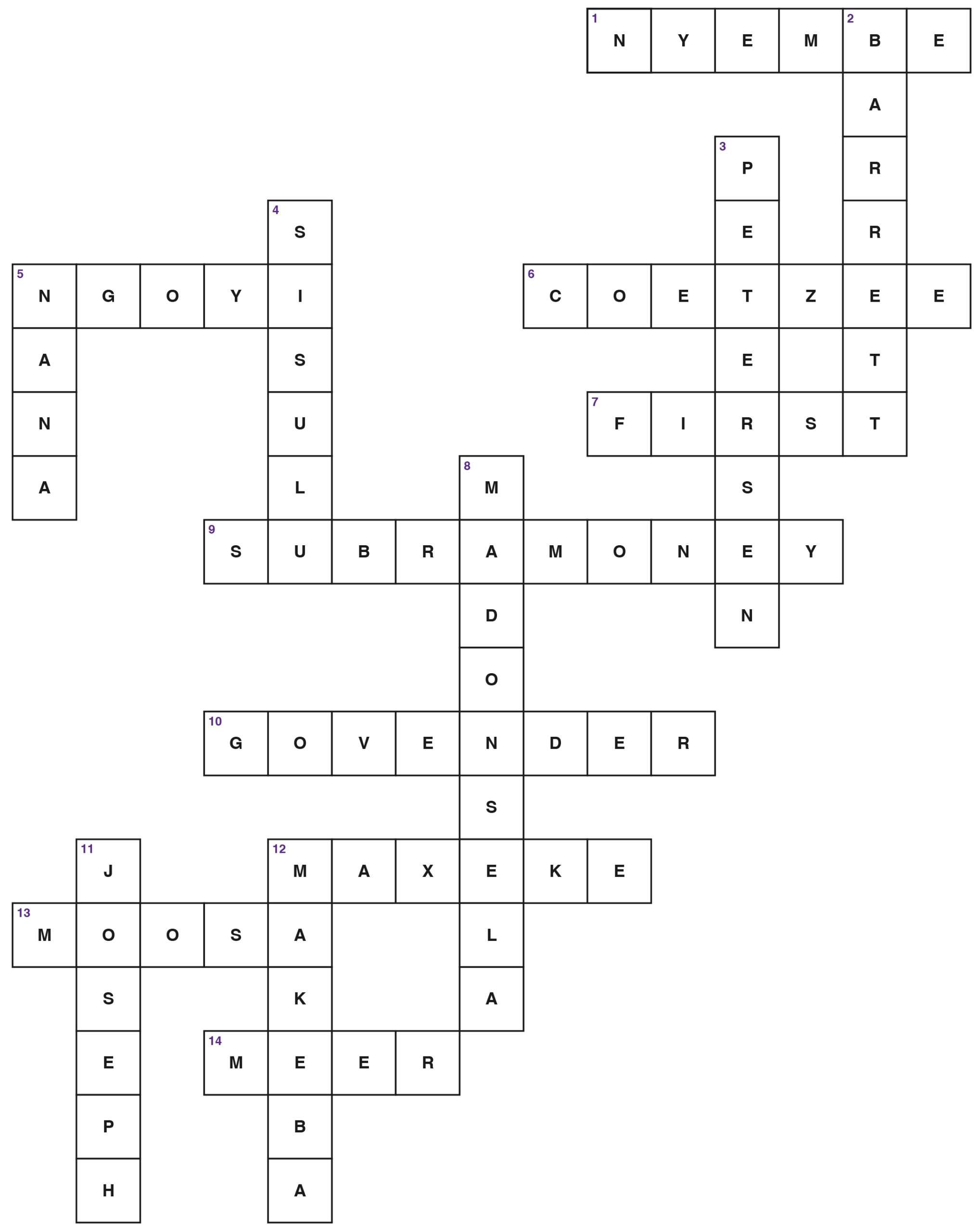 Womens Month Crossword Answers